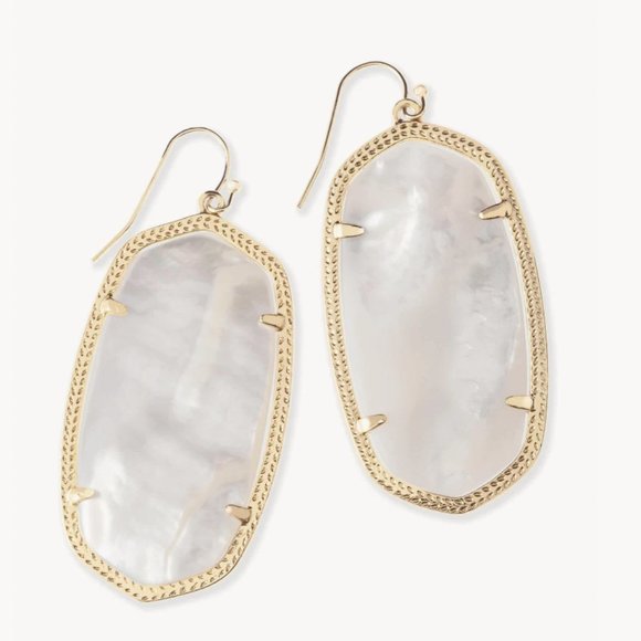 Kendra Scott Danielle Gold Statement Earrings in Ivory Mother-of-Pearl - Picture 3 of 3